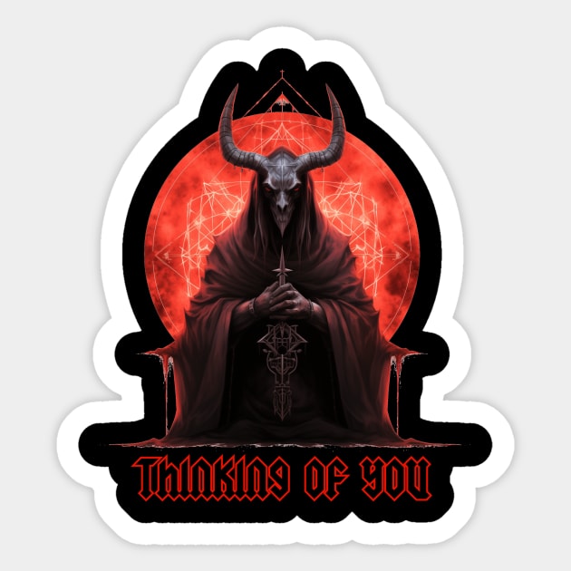 Thinking of You Baphomet Sticker by UpValleyCreations